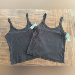 Wild Fable Women's Black Slim Fit Tank Tops Women’s Size L -NEW- Lot Of 2